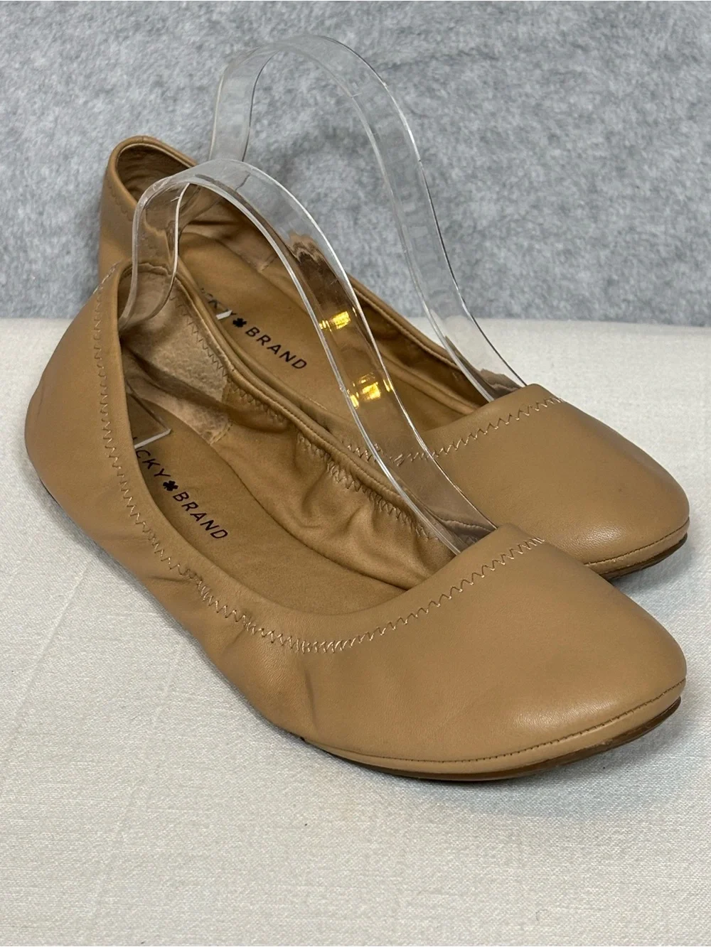 Lucky Brand Emmie Classic Slip-On Leather Ballet Flats-Tan-Women Size 11